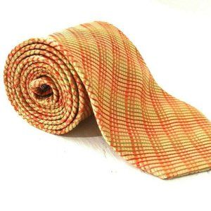 Ted Baker London Men's Silk Neck Tie Made in USA Orange & Green Striped Print